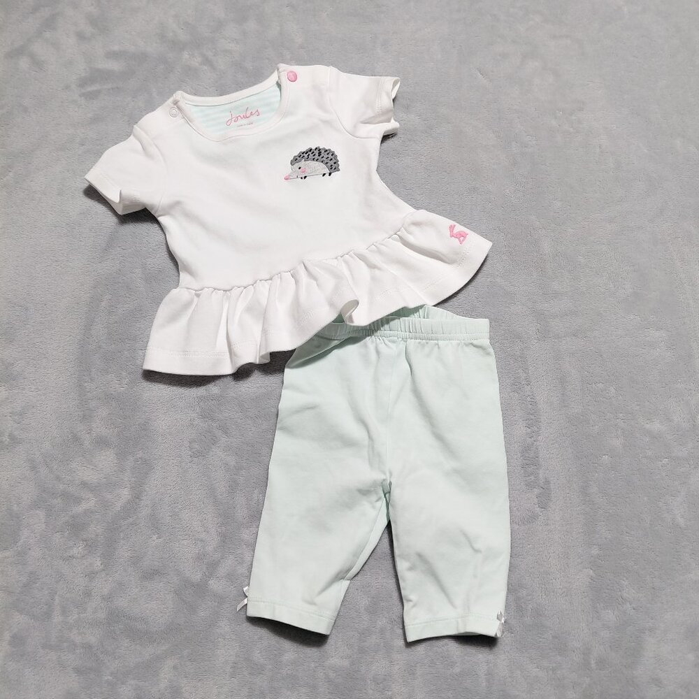 Joules 3M 100% Cotton Peplum Hedgehog Top with Matching First Impressions Pant